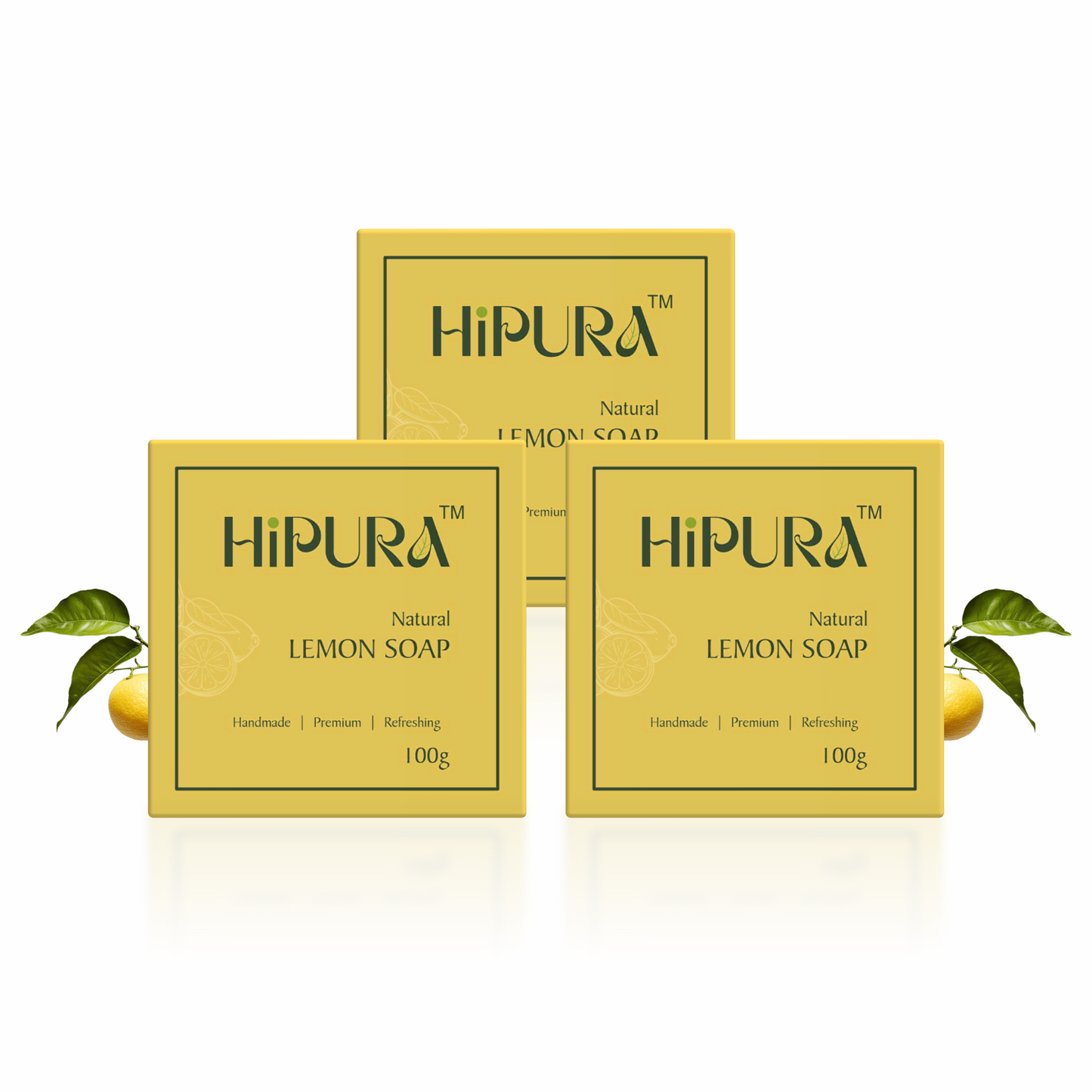HiPura Lemon Soap โ Pack of 3 | Brightening Handmade Soap with Lemon & Jaggery | For Tan Removal & Glowing Skin | Face & Body | 100g Each