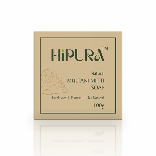 Hipura 100% Handmade Multani Mitti Soap with Multani Mitti & Sandalwood Powder | Oil-Control & Deep Cleansing Soap Bar | Ayurvedic Handmade Soap for Face & Body | 100g