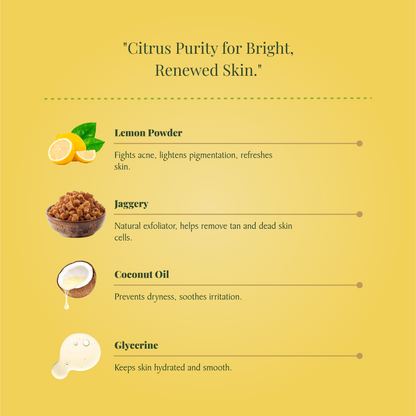 HiPura Lemon Soap – Pack of 5 | Brightening Soap with Lemon & Jaggery | Handmade Natural Tan Removal Soap | Face & Body | 100g Each