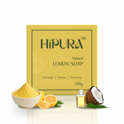 HiPura Lemon Soap – Pack of 5 | Brightening Soap with Lemon & Jaggery | Handmade Natural Tan Removal Soap | Face & Body | 100g Each
