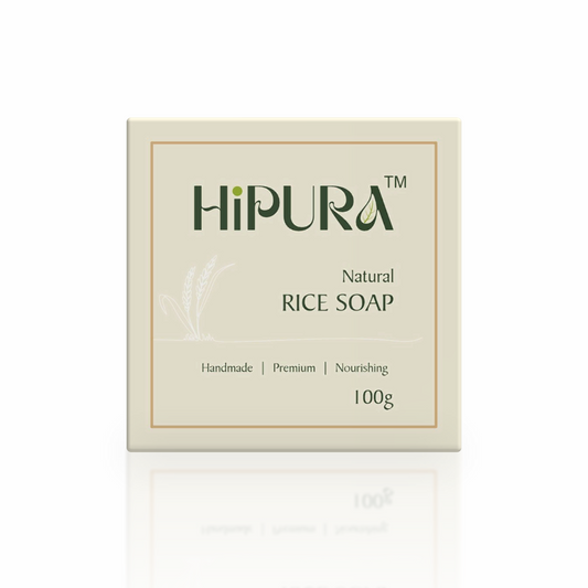 Hipura 100% Handmade Rice Soap with Rice Water & Coconut Oil | Skin Brightening & Softening Soap Bar | Gentle Natural Soap for Sensitive & Dry Skin | 100g